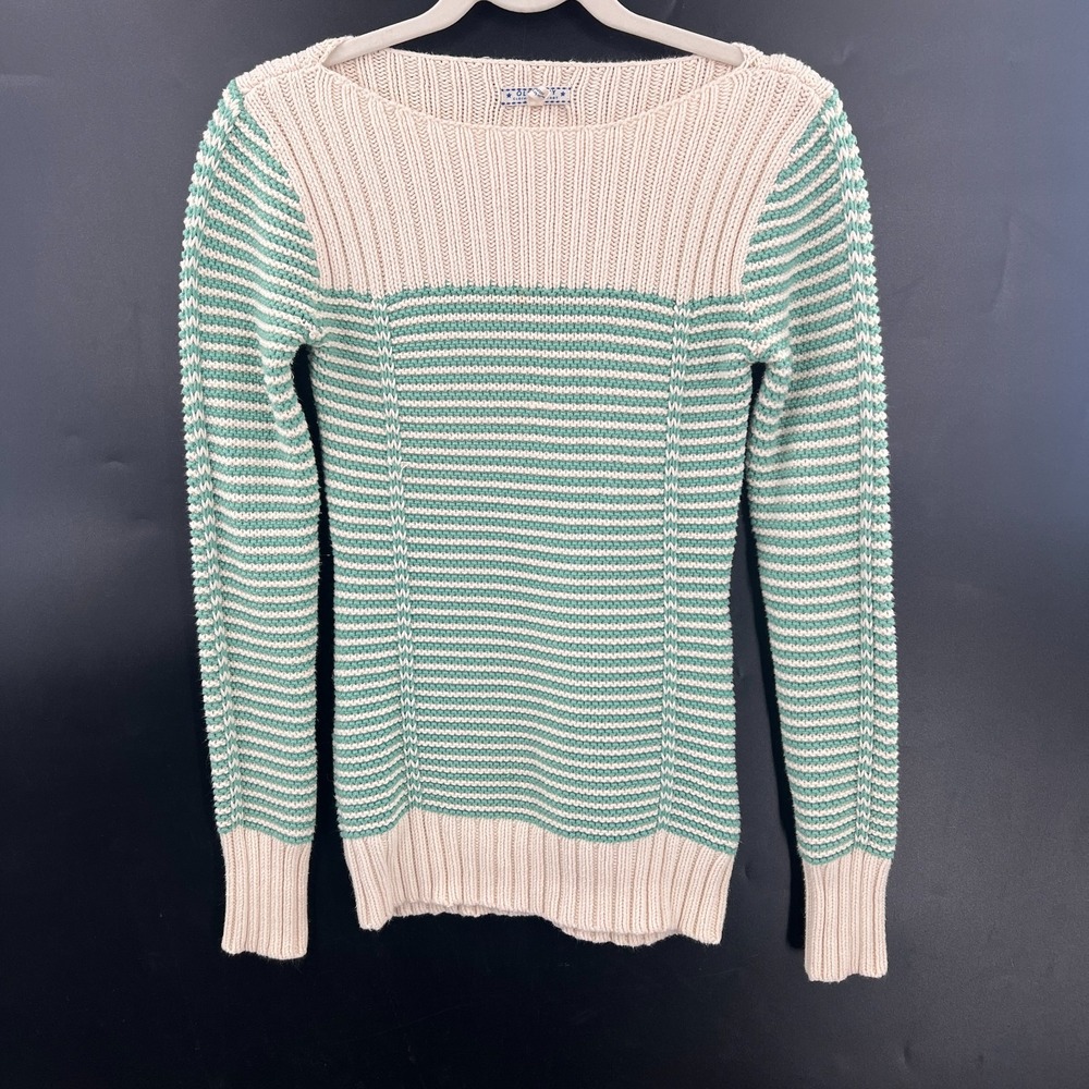 Vintage y2k old navy striped stretch long sweater boatneck cotton blend S